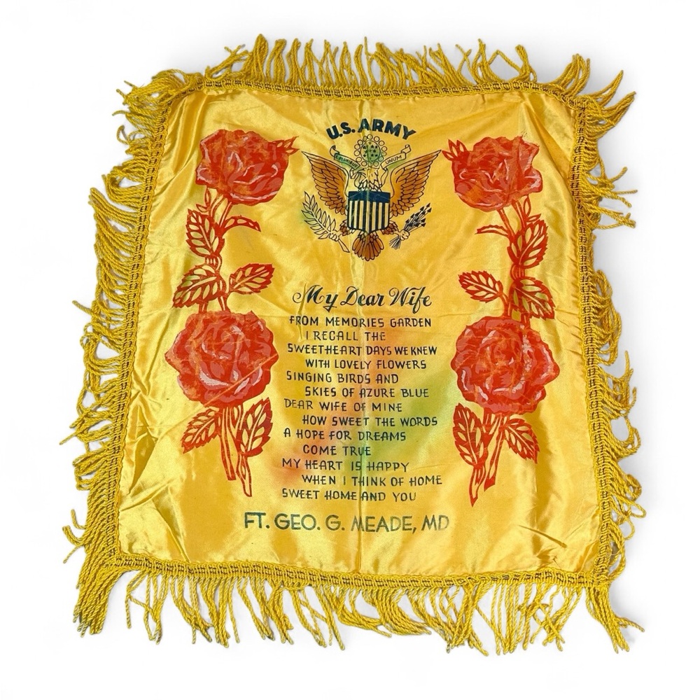 Vintage US Army Fort Geo. G. Meade, MD Souvenir-Sweetheart Pillow Sham Maryland